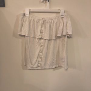 White frilly off the shoulder blouse